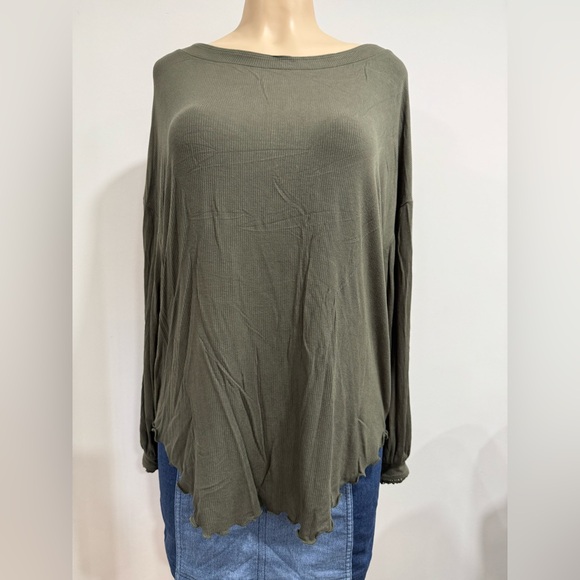 FREE PEOPLE Shimmy Shake  Olive Green Women's Top Size XS - Picture 3 of 6